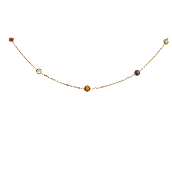 14K Yellow Gold Multi Semi-Precious Gem 7 IN Bracelet with Lobster Claw Clasp West and Company Auburn, NY