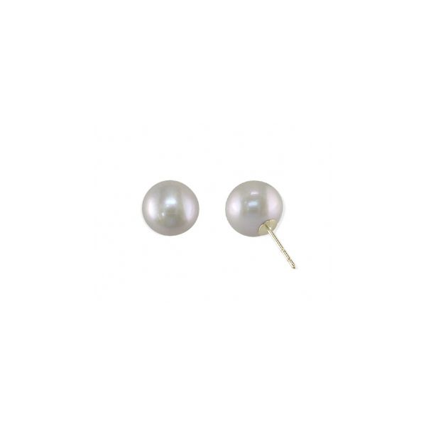 14K Yellow Gold Grey Imperial 9-10mm Fresh Water Pearl Earrings West and Company Auburn, NY