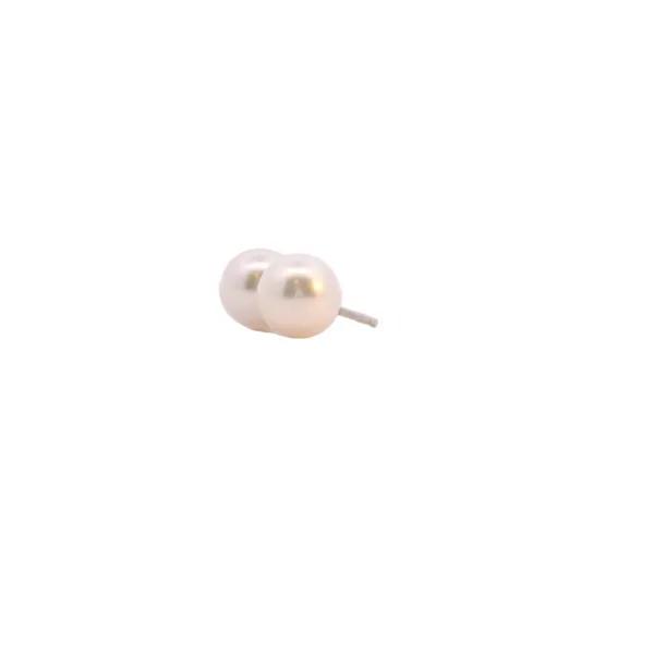 14K White Gold 7mm Akoya Pearl Stud Earrings Image 2 West and Company Auburn, NY