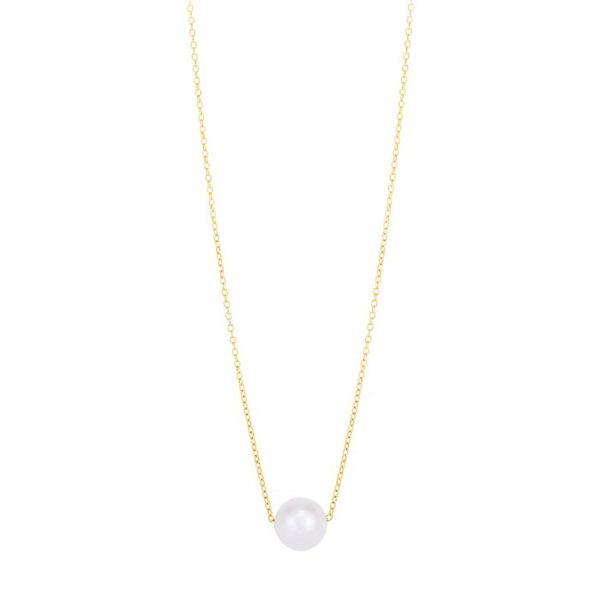14K Yellow Gold Pearl Solitaire Adjustable Necklace West and Company Auburn, NY