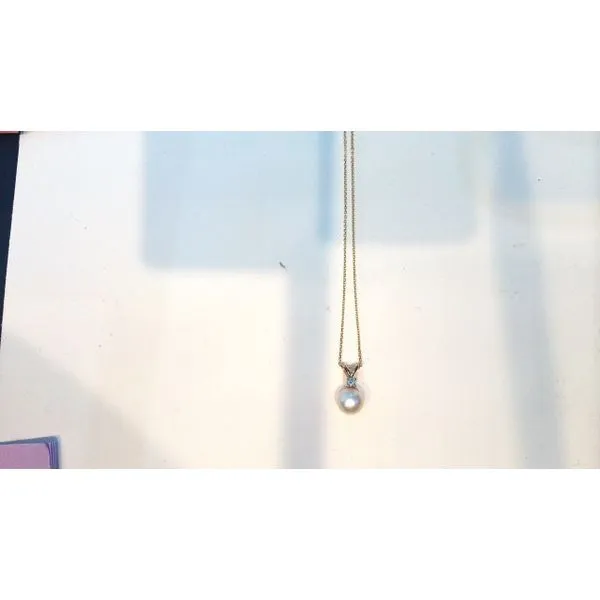 14K White Gold Pearl Pendant with .07CT Diamond Accent West and Company Auburn, NY