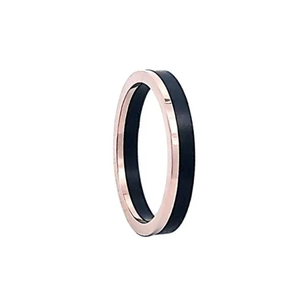 3mm Zirconium and 14K Rose Gold Pinned Together Band West and Company Auburn, NY