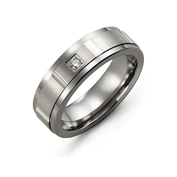 Wedding Band in Colbalt and Sterling Silver with Diamond Accent West and Company Auburn, NY