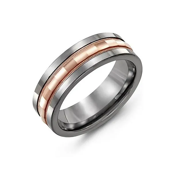 14K Rose Gold and Colbalt Mens Wedding Band West and Company Auburn, NY