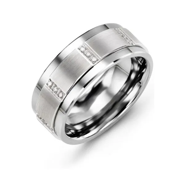 Mens Wedding Band in Colbalt in14K Gold inlay with Diamonds West and Company Auburn, NY