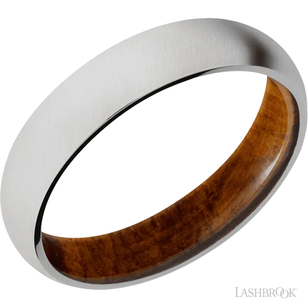 5mm Cobalt Domed Satin Finish Ring With Desert Ironwood Inlay West and Company Auburn, NY
