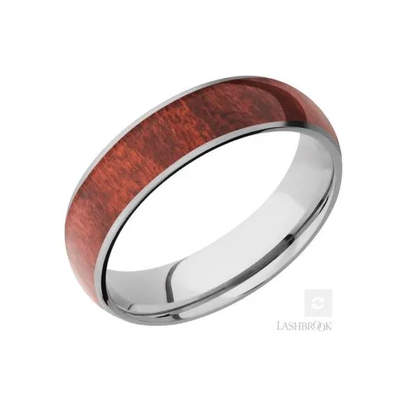 Cobalt Chrome 6mm Band With Satin Finish and Red Heart Hardwood Inlay West and Company Auburn, NY