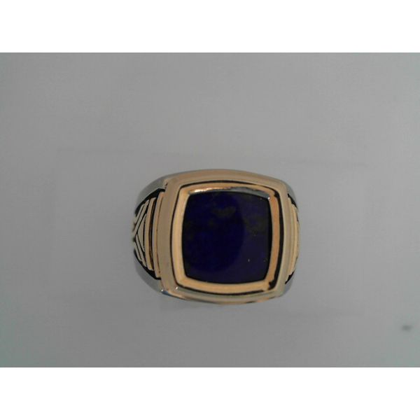 West and Company Signature Series Custom 14K Yellow and White Gold Lapis Gentleman's Ring with European Style Shank West and Company Auburn, NY