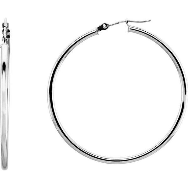 40mm x 2mm Tube Hoop Earrings in 14K White Gold West and Company Auburn, NY