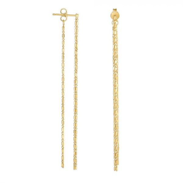 14K Gold Front to Back Linear Drop Earring West and Company Auburn, NY
