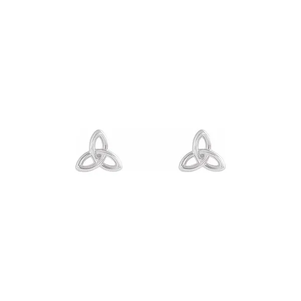 14K White Gold Celtic Inspired Trinity Earrings West and Company Auburn, NY