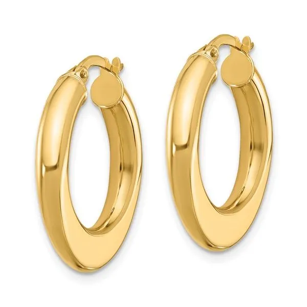 10K Yellow Gold Polished Hoop Earring with Snap Bar Closure Image 2 West and Company Auburn, NY