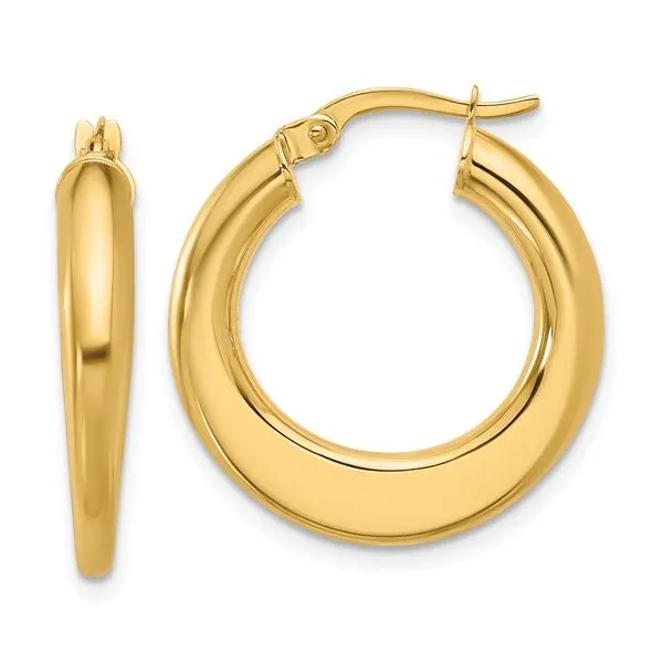 10K Yellow Gold Polished Hoop Earring with Snap Bar Closure West and Company Auburn, NY