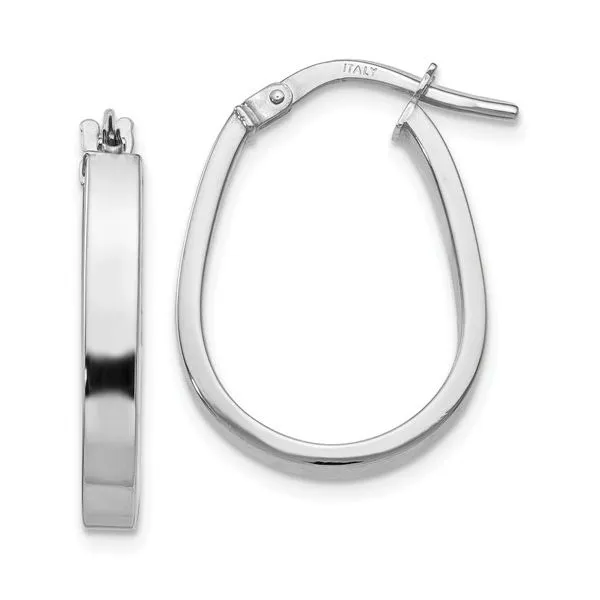 10K White Gold Polished U-Shape Hoop Earrings Image 2 West and Company Auburn, NY