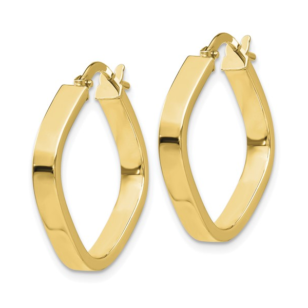10K Yellow Gold Flat Edge Square Hoop Earrings (3mm wide 27.25mm) with Snap Bar Closure Image 2 West and Company Auburn, NY