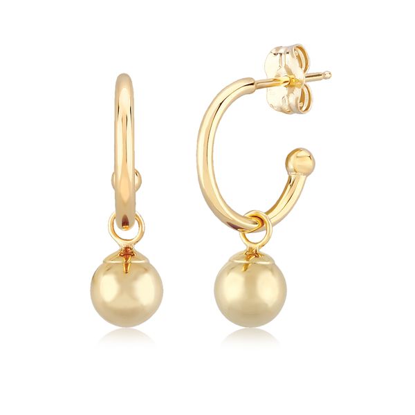 14K Yellow Gold Demi Hoop Earrings with Removable Ball Charm West and Company Auburn, NY