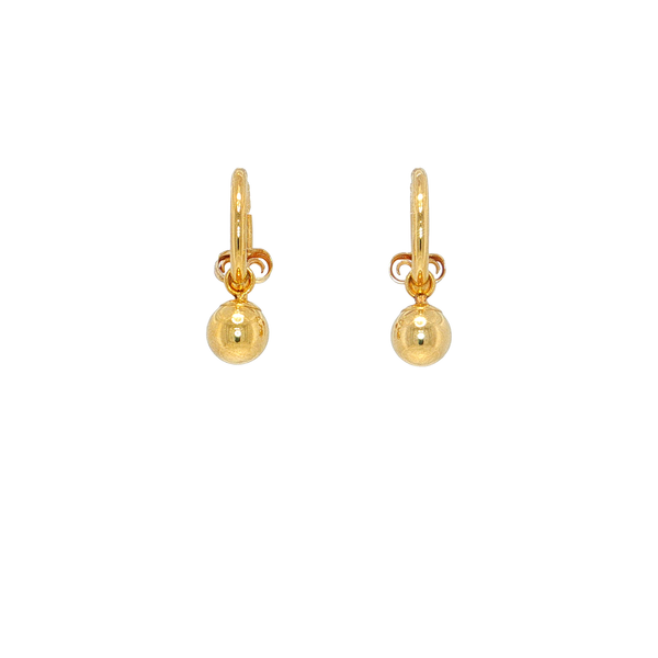 14K Yellow Gold Demi Hoop Earrings with Removable Ball Charm West and Company Auburn, NY