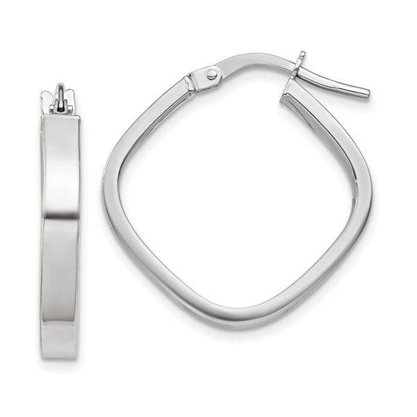 10K White Gold Flat Edge Square Hoop Earrings (3mm Wide x 27.25mm) West and Company Auburn, NY