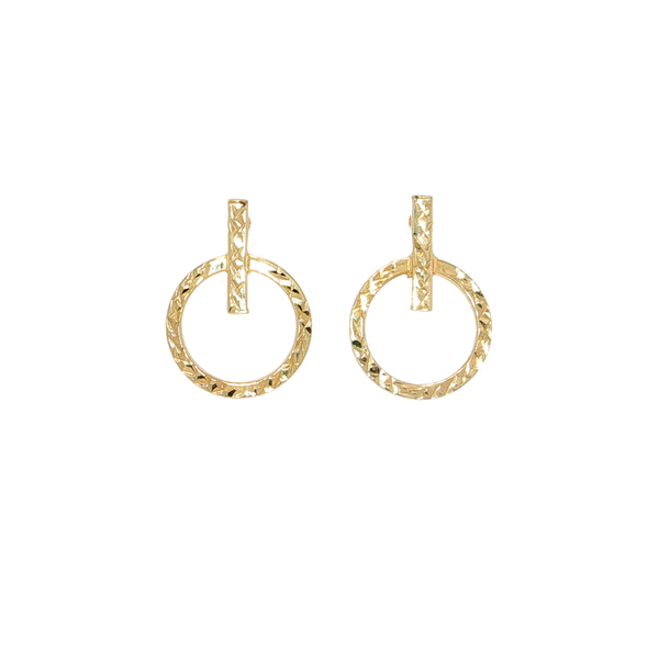 10K Yellow Gold Diamond Cut Drop Circle Earrings West and Company Auburn, NY