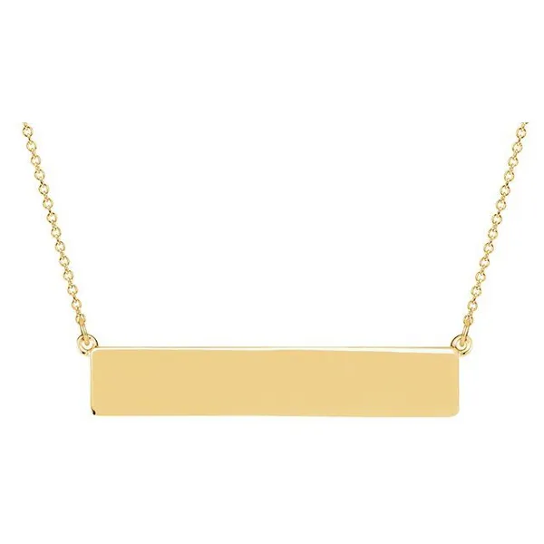 14K Yellow Gold 19.5 Inch High Polished Rectangular Bar Necklace West and Company Auburn, NY