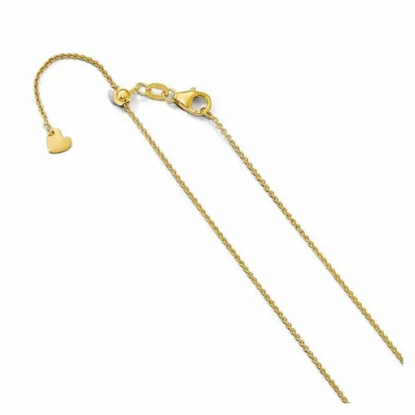 14K Yellow Gold 1.1mm Adjustable Round Cable Chain West and Company Auburn, NY