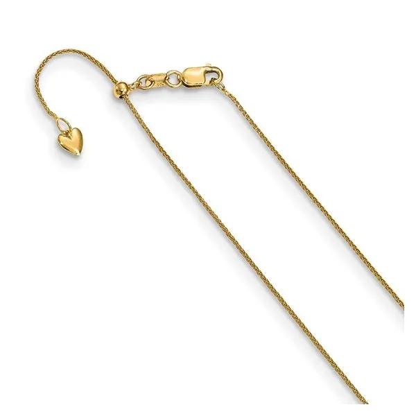 14K Yellow Gold Adjustable Wheat Chain .85mm With Lobster Claw Clasp -Adjusts to 22 Inches West and Company Auburn, NY