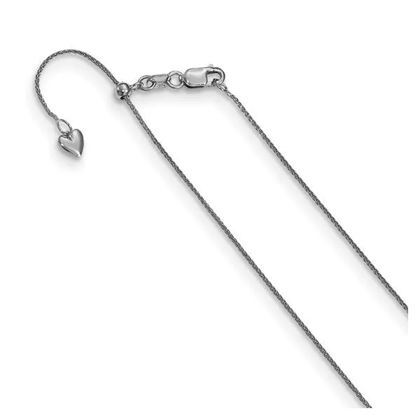 14K White Gold .5mm Adjustable Wheat Chain With Lobster Claw Clasp West and Company Auburn, NY