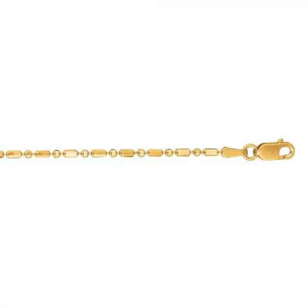 14K Yellow Gold Diamond Cut Bead and Bar Chain-18-Inches West and Company Auburn, NY