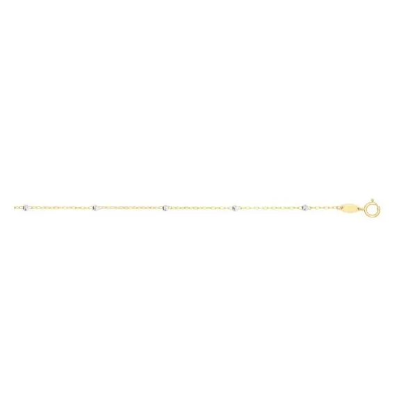 14K Yellow Gold Necklace with White Gold Diamond Cut Beads West and Company Auburn, NY