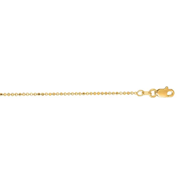 14K Yellow Gold 1.1mm Diamond Cut Bead Chain with Lobster Lock West and Company Auburn, NY