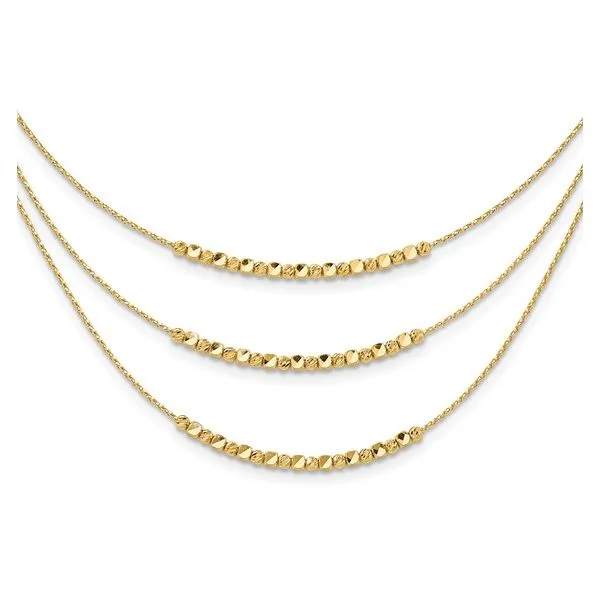 14K Polished and Textured Diamond Cut Beads 3-strand Necklace - Adjustable 17-19IN West and Company Auburn, NY