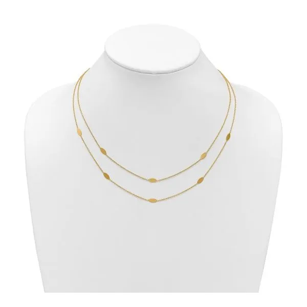 14K Polished Fancy 2-Strand Navette Necklace - Adjustable 16-18IN Image 2 West and Company Auburn, NY