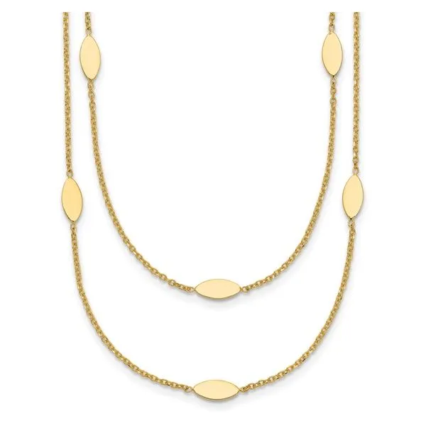 14K Polished Fancy 2-Strand Navette Necklace - Adjustable 16-18IN West and Company Auburn, NY