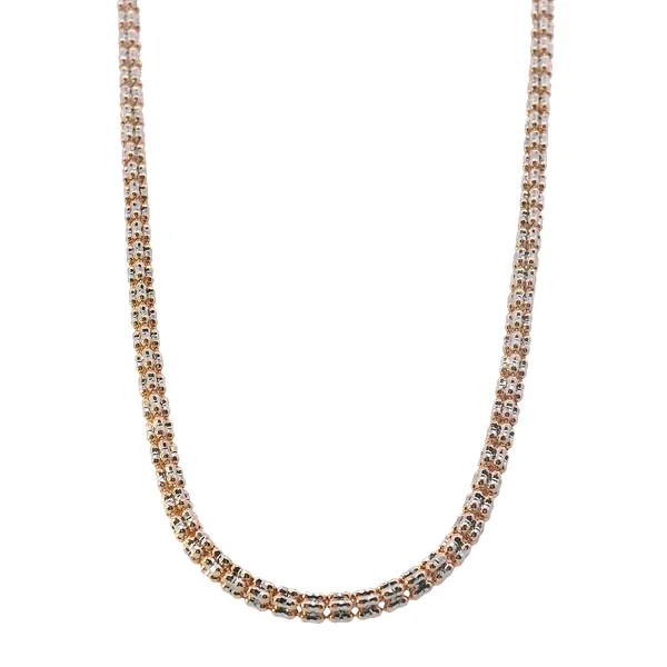 14K Rose and White Gold 3.8mm Iced Chain with Lobster Claw Clasp 18IN West and Company Auburn, NY