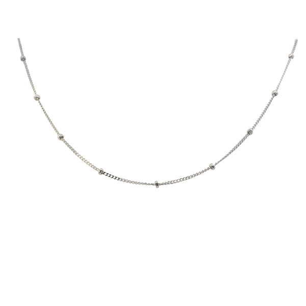 14K White Gold Beaded Curb Chain Anklet - 9.5 inches West and Company Auburn, NY