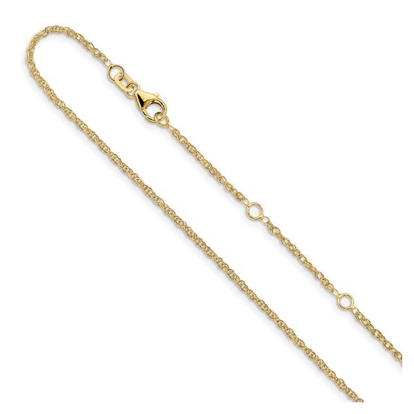 14K Yellow Gold Adjustable 1.3mm Loose Rope Chain with Lobster Claw Clasp West and Company Auburn, NY