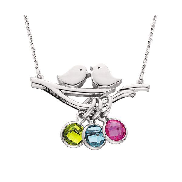 Sterling Silver Lovebirds Necklace With 18 Inch Chain -Birthstone Charms Sold Separately West and Company Auburn, NY