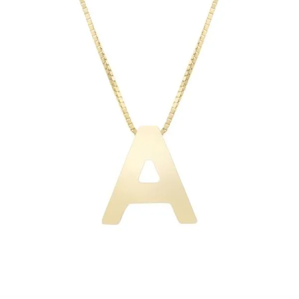 14K Yellow Gold Block Style Initial 