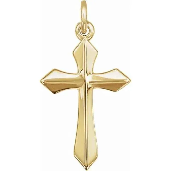 14K Yellow Gold High Polished Petite Cross Pendant West and Company Auburn, NY