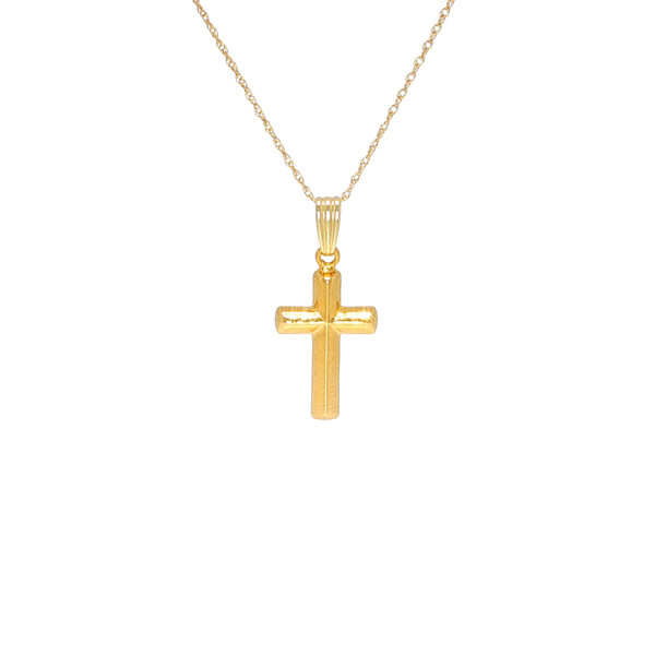 14K Yellow Gold Knife Edge Cross Pendant West and Company Auburn, NY
