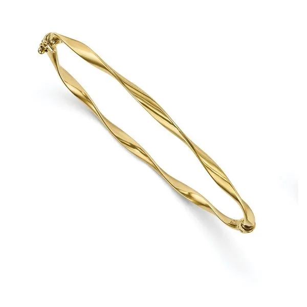 10K Yellow Gold High Polished Twist Bangle With Safety Lock West and Company Auburn, NY