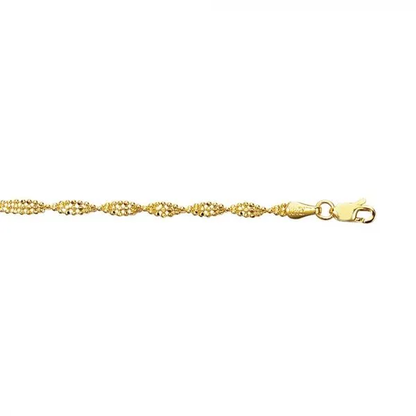 14K Yellow Gold Twist Design Beaded Bracelet with Lobster Claw Clasp West and Company Auburn, NY