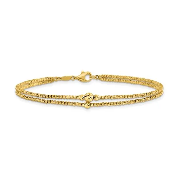 10K Yellow Gold Double Strand Diamond Cut Beaded Bracelet West and Company Auburn, NY