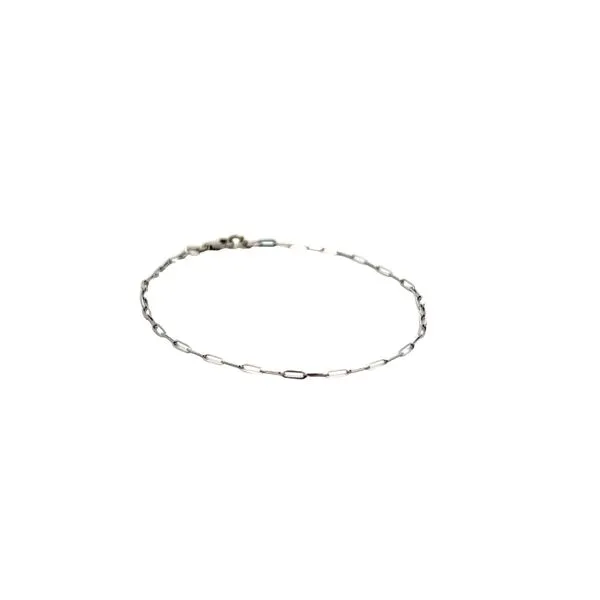 14K White Gold 6.75 Inch Paperclip Link Bracelet with Lobster Claw Clasp Image 2 West and Company Auburn, NY