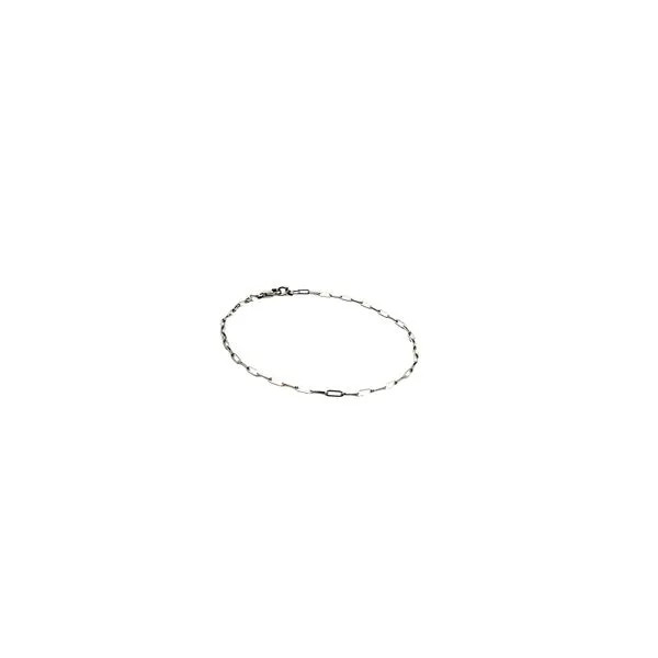 14K White Gold 6.75 Inch Paperclip Link Bracelet with Lobster Claw Clasp Image 3 West and Company Auburn, NY