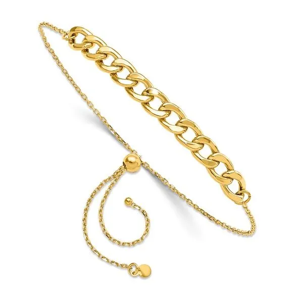 14K Yellow Gold Chunky Curb Design Bolo Bracelet Image 2 West and Company Auburn, NY