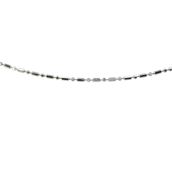 14K White Gold Diamond Cut Bar and Beaded Bracelet w/ Lobster Claw Clasp - 7in West and Company Auburn, NY