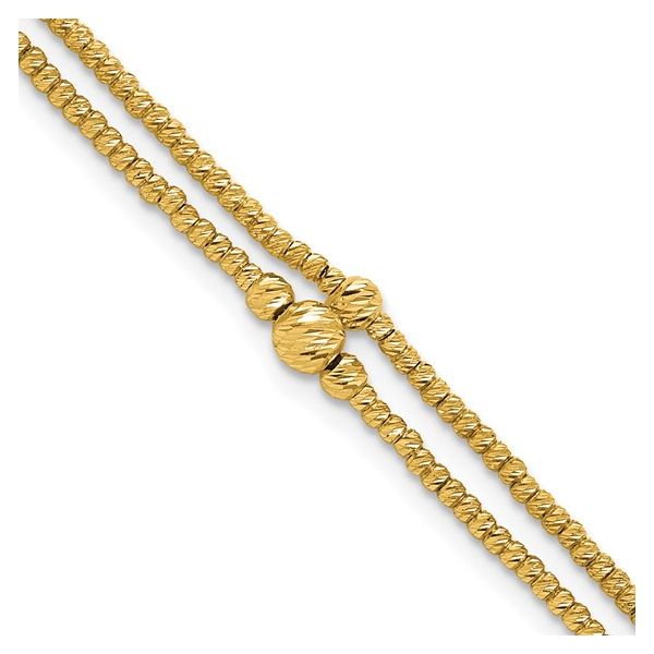 10K Yellow Gold Double Strand Diamond Cut Beaded Bracelet Image 2 West and Company Auburn, NY