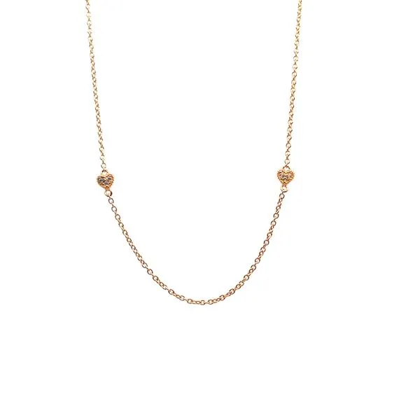 Rose Gold Plated Heart Layering Necklace with Cubic Zirconia Accents West and Company Auburn, NY