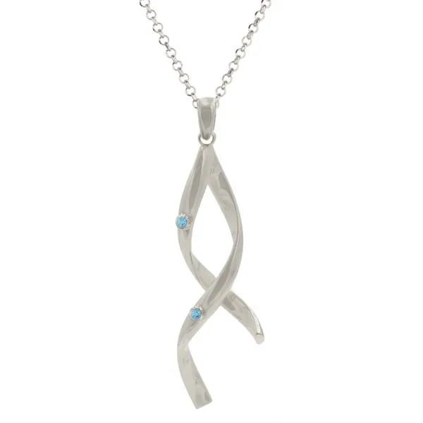 Sterling Silver and Blue Topaz Double Helix Dangle Pendant with Adjustable Chain West and Company Auburn, NY